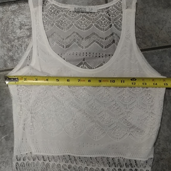 (2/$20) Cream white lace crop top with tassels - Picture 3 of 5